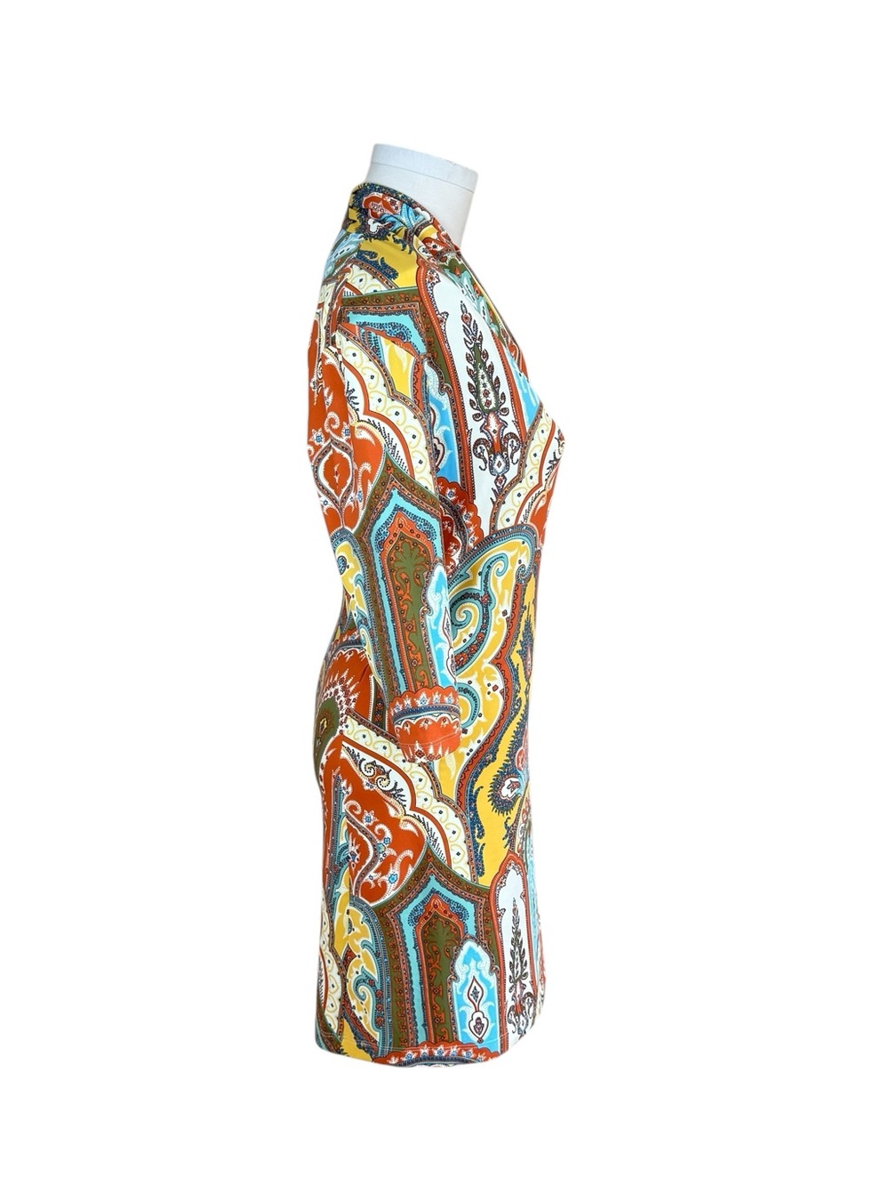 J.McLaughlin Catalina Cloth Lawrence Dress Paisley Print 3/4 Sleeves Midi Size M - Picture 3 of 13